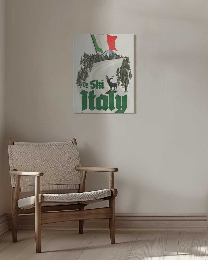To Ski Italy Vintage Poster Canvas Print Wall Art 1X3388768 - ART FEVER - Art Fever