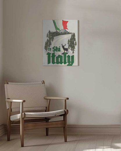 To Ski Italy Vintage Poster Canvas Print Wall Art 1X3388768 - ART FEVER - Art Fever