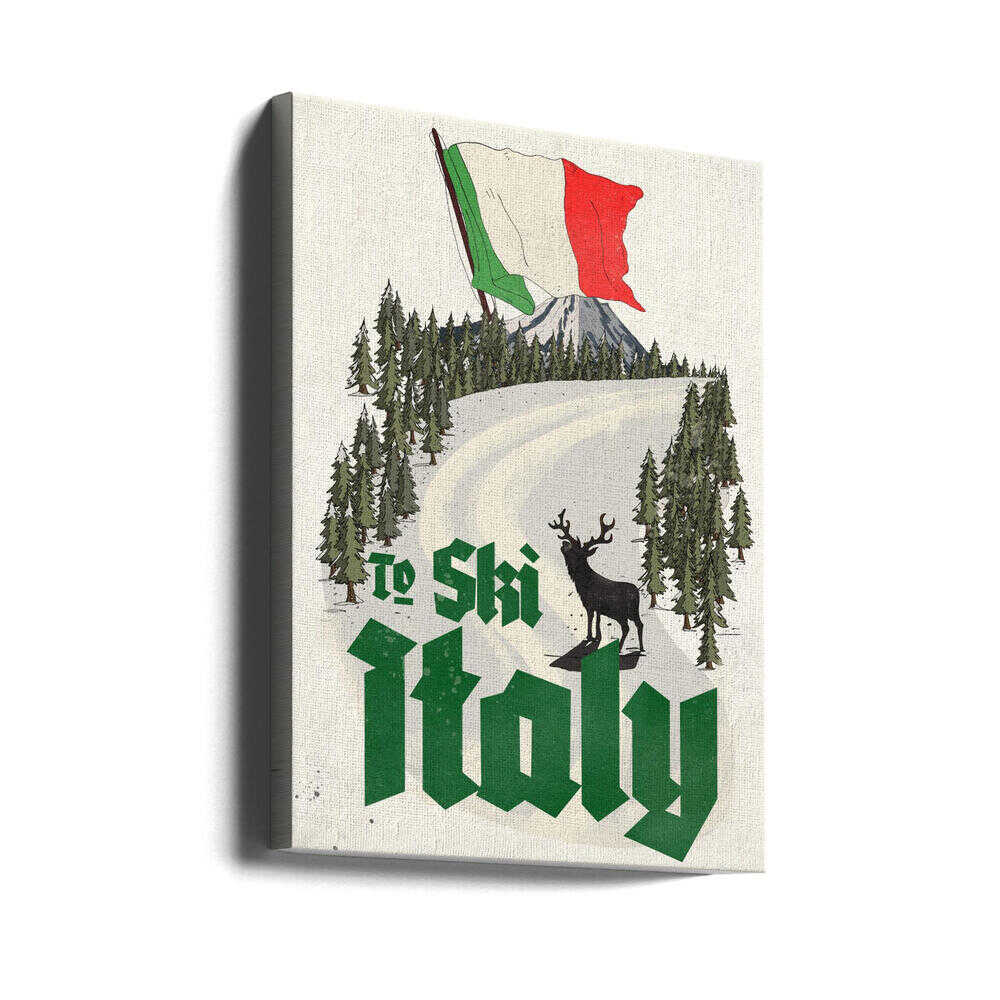 To Ski Italy Vintage Poster Canvas Print Wall Art 1X3388768 - ART FEVER - Art Fever