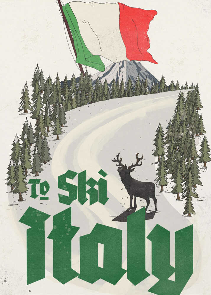To Ski Italy Vintage Poster Canvas Print Wall Art 1X3388768 - ART FEVER - Art Fever