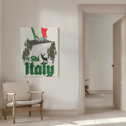 To Ski Italy Vintage Poster Canvas Print Wall Art 1X3388768 - ART FEVER - Art Fever
