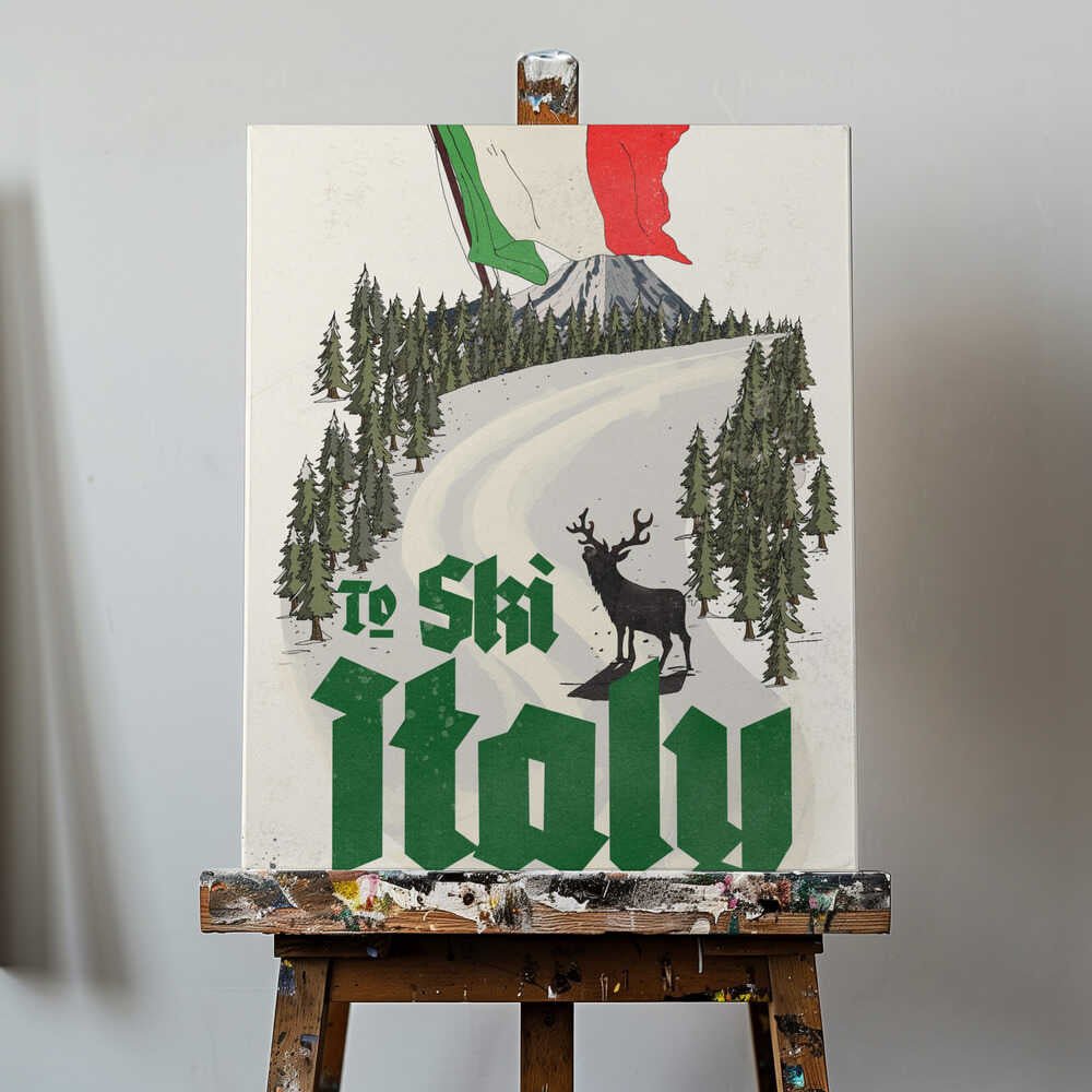 To Ski Italy Vintage Poster Canvas Print Wall Art 1X3388768 - ART FEVER - Art Fever