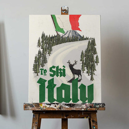 To Ski Italy Vintage Poster Canvas Print Wall Art 1X3388768 - ART FEVER - Art Fever