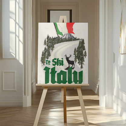 To Ski Italy Vintage Poster Canvas Print Wall Art 1X3388768 - ART FEVER - Art Fever