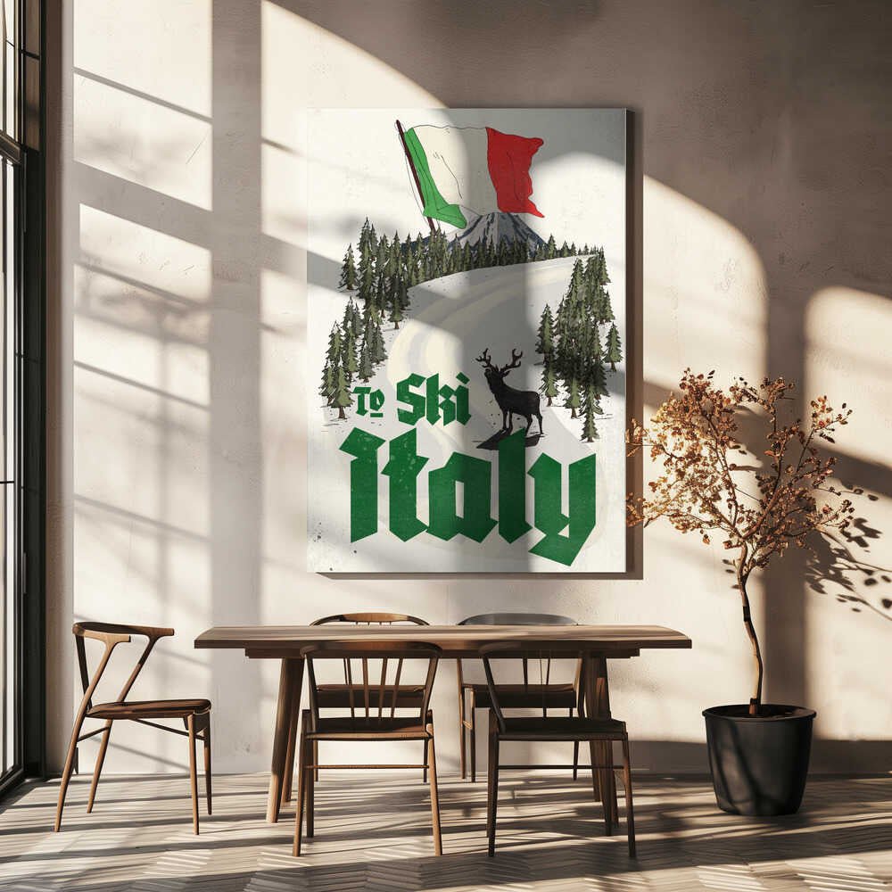 To Ski Italy Vintage Poster Canvas Print Wall Art 1X3388768 - ART FEVER - Art Fever
