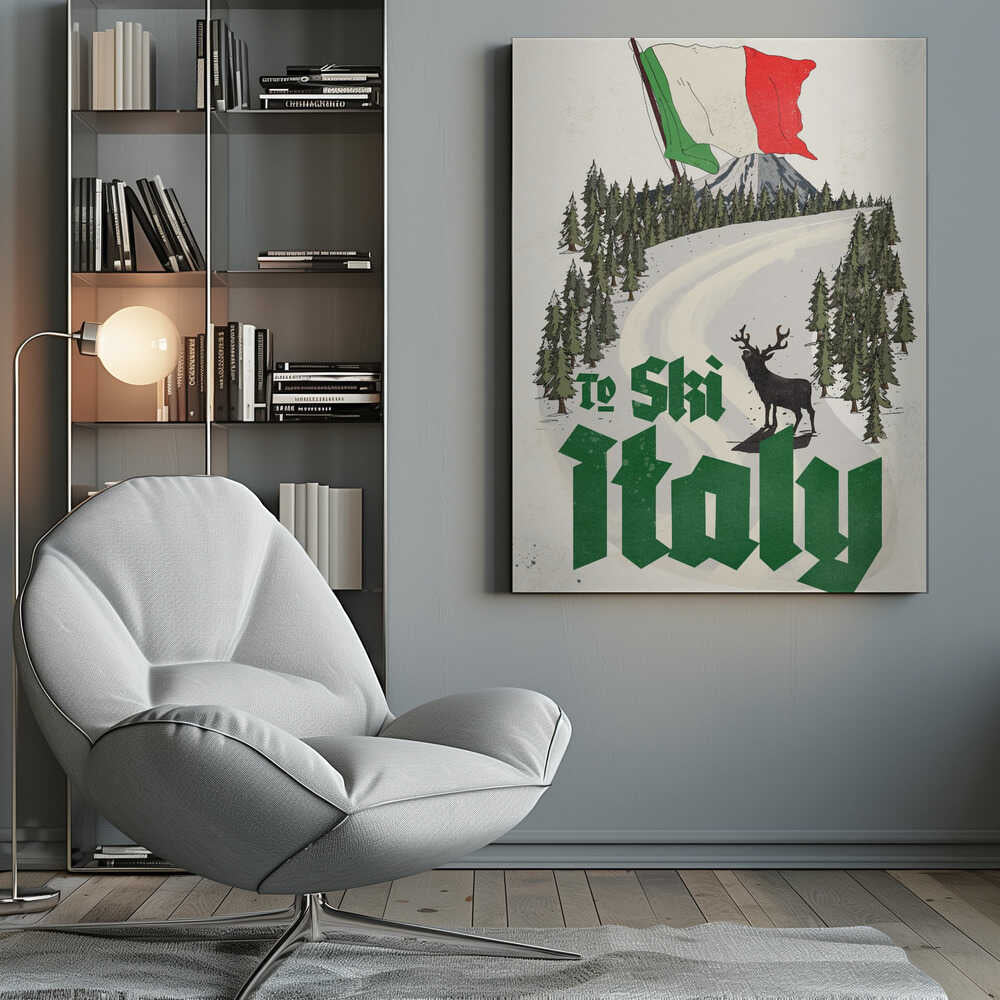 To Ski Italy Vintage Poster Canvas Print Wall Art 1X3388768 - ART FEVER - Art Fever