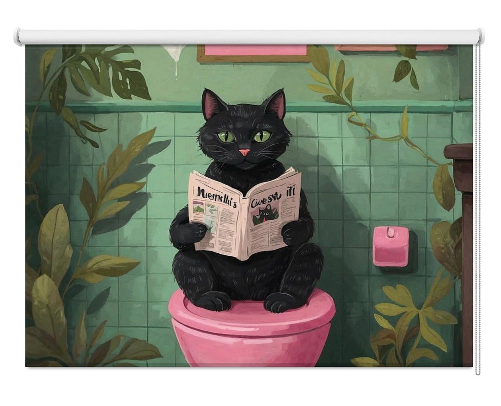 Toilet Time Cat Printed Picture Photo Roller Blind - 1X3082363 - Art Fever - Art Fever