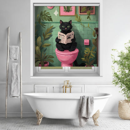 Toilet Time Cat Printed Picture Photo Roller Blind - 1X3082363 - Art Fever - Art Fever