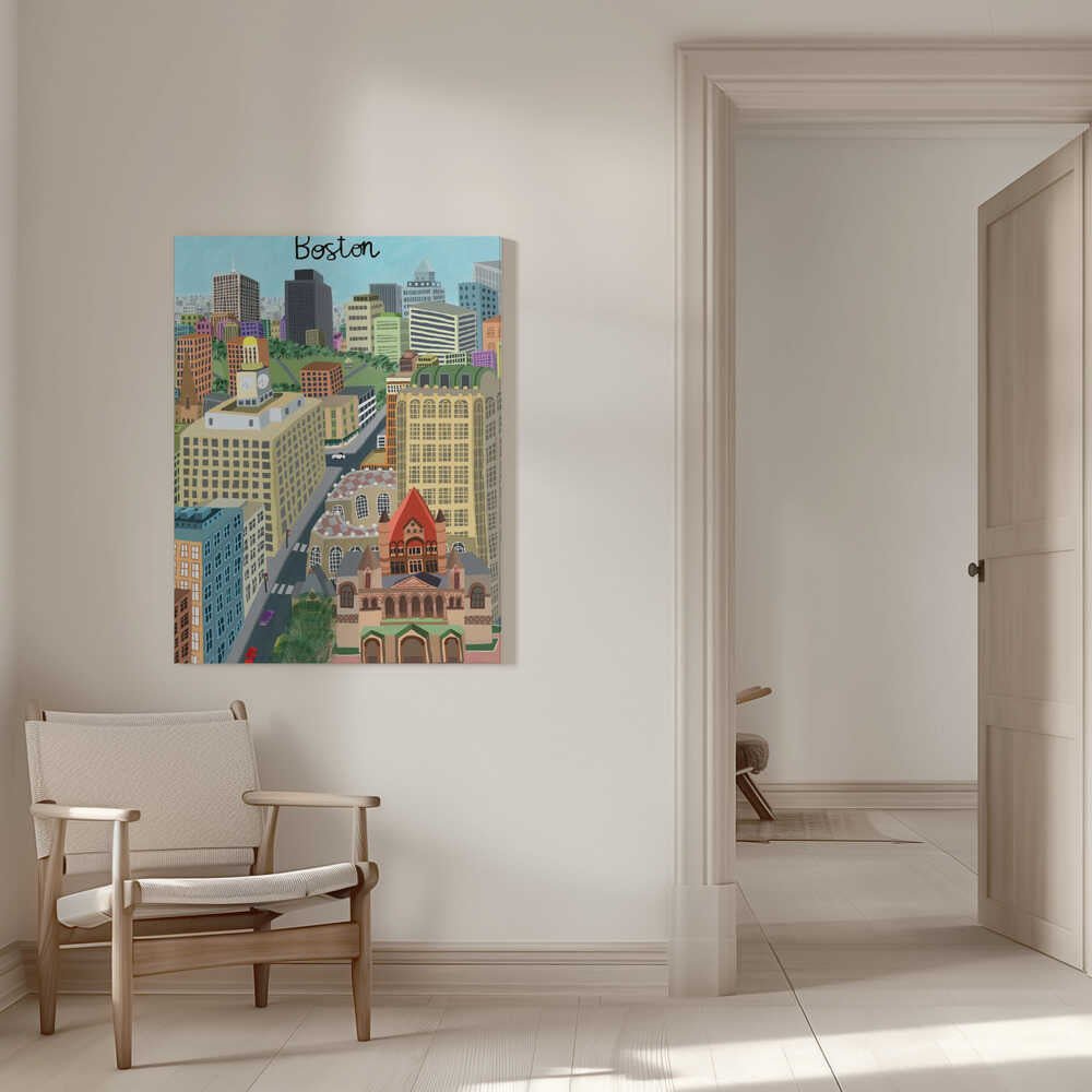 Trinity Church and Boston City Skyline by Artist Carla Daly Canvas Print Wall Art 1X2896644 - ART FEVER - Art Fever