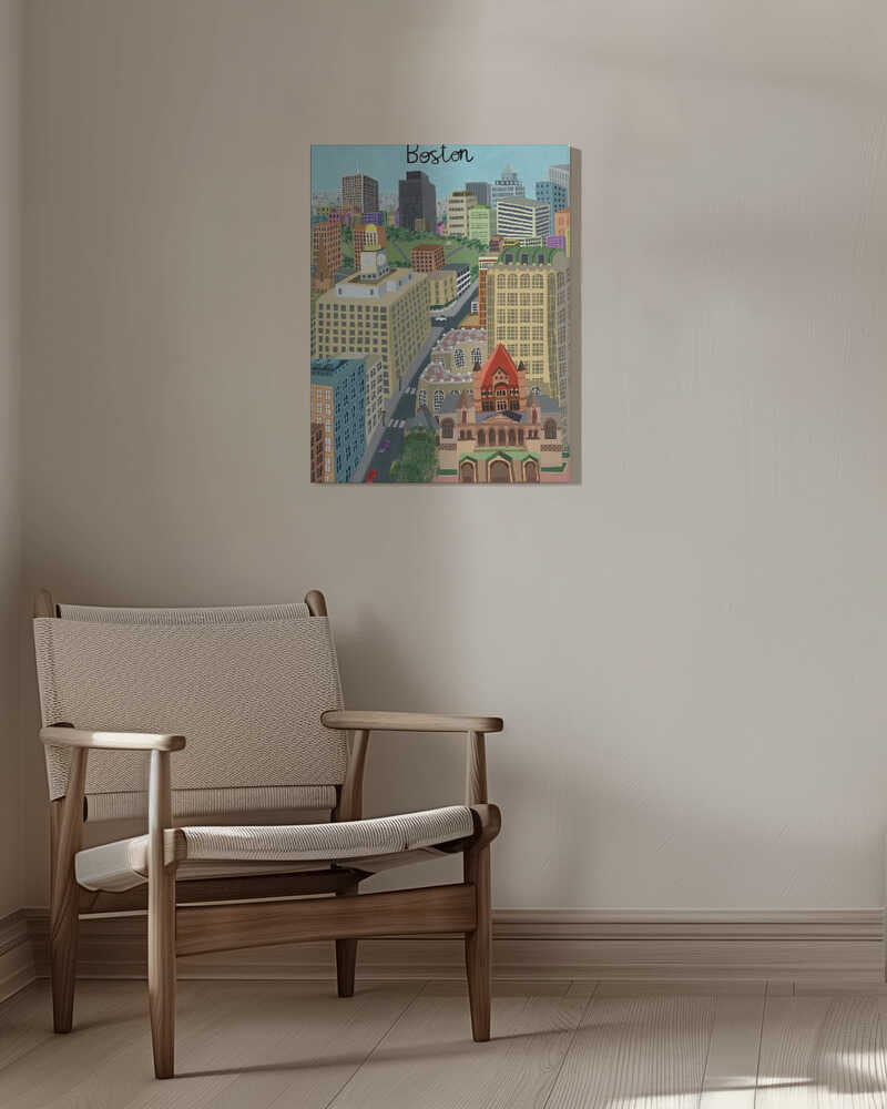 Trinity Church and Boston City Skyline by Artist Carla Daly Canvas Print Wall Art 1X2896644 - ART FEVER - Art Fever