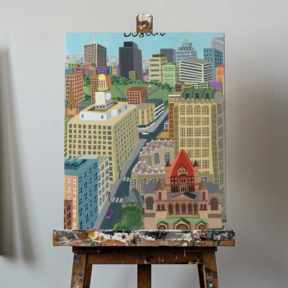 Trinity Church and Boston City Skyline by Artist Carla Daly Canvas Print Wall Art 1X2896644 - ART FEVER - Art Fever