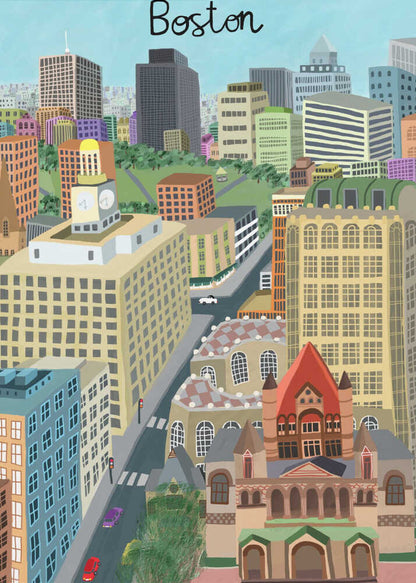 Trinity Church and Boston City Skyline by Artist Carla Daly Canvas Print Wall Art 1X2896644 - ART FEVER - Art Fever