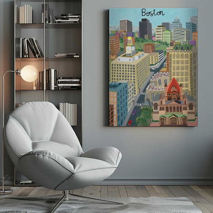 Trinity Church and Boston City Skyline by Artist Carla Daly Canvas Print Wall Art 1X2896644 - ART FEVER - Art Fever