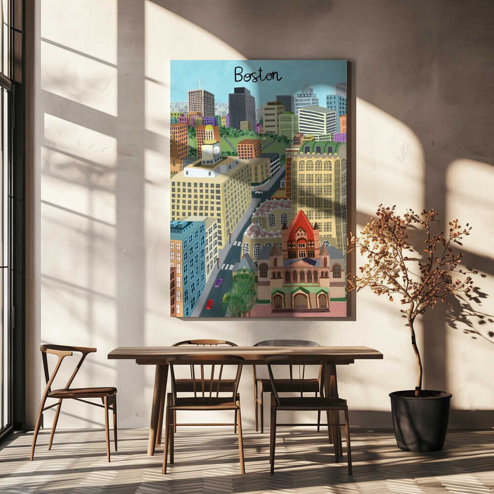 Trinity Church and Boston City Skyline by Artist Carla Daly Canvas Print Wall Art 1X2896644 - ART FEVER - Art Fever