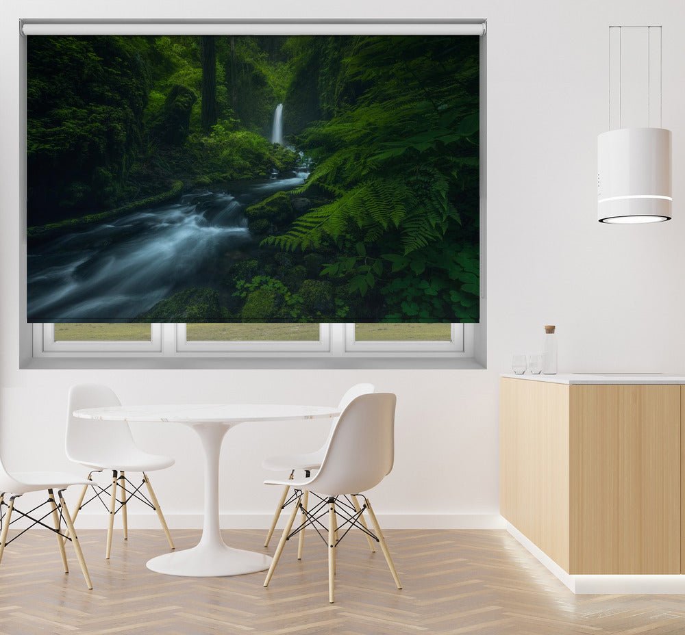 Tropical Green Waterfall Printed Picture Photo Roller Blind - 1X2011884 - Art Fever - Art Fever
