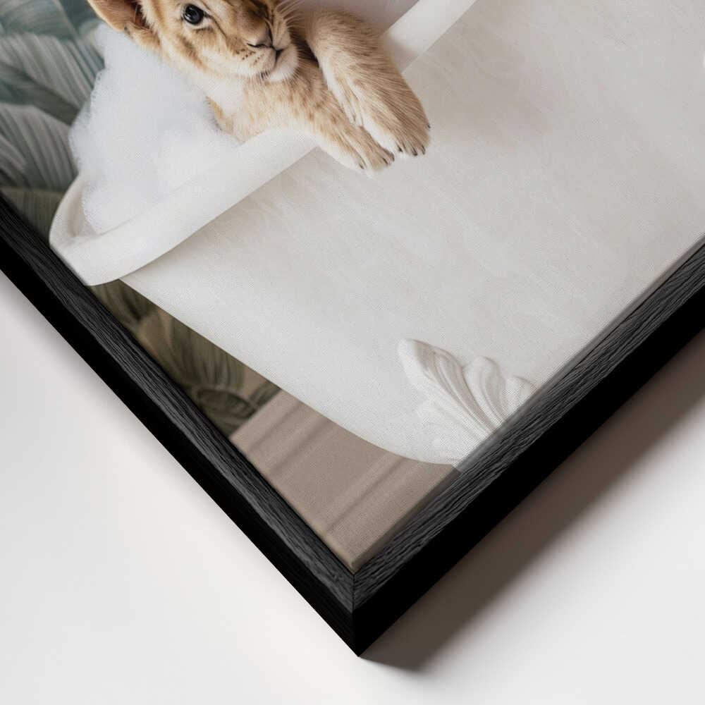 Tropical Lion Bath Canvas Print Wall Art 1X3063037 - ART FEVER - Art Fever