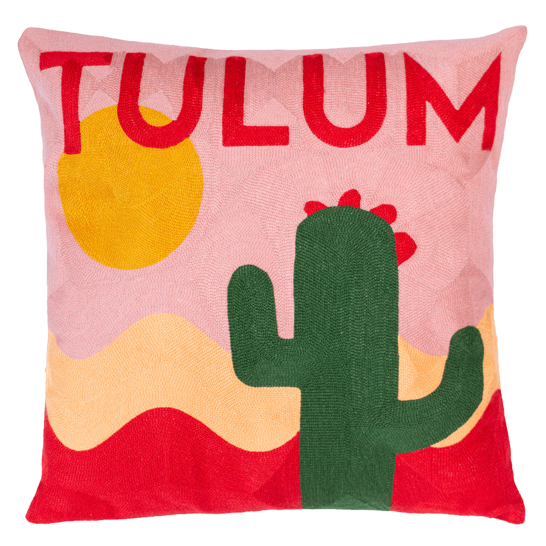 Tulum Mexico Needlepoint Cushion - The Pillow Drop - Art Fever