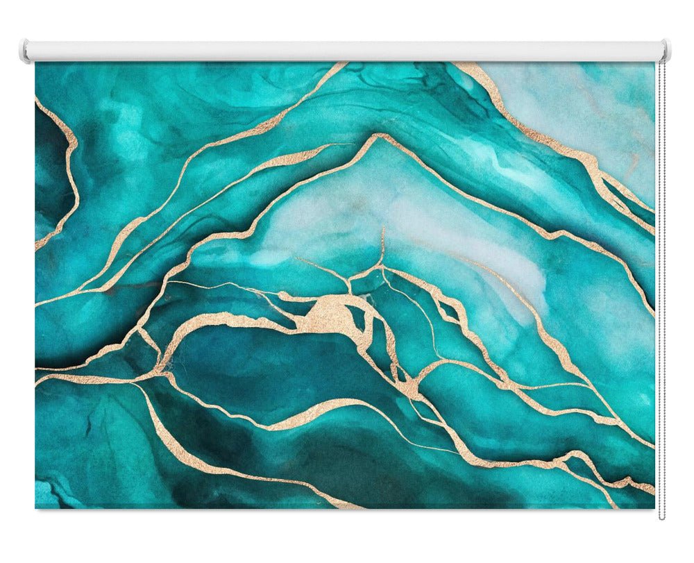 Turquoise Teal Marble Glam Printed Picture Photo Roller Blind - 1X2647657 - Art Fever - Art Fever