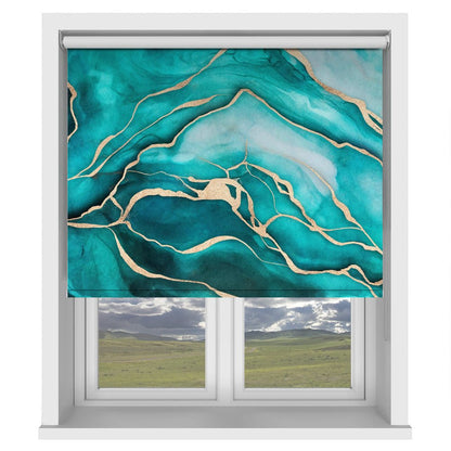 Turquoise Teal Marble Glam Printed Picture Photo Roller Blind - 1X2647657 - Art Fever - Art Fever