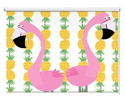 Two Flamingos with Pineapples by Artist Carla Daly Printed Picture Photo Roller Blind - 1X2898629 - Art Fever - Art Fever