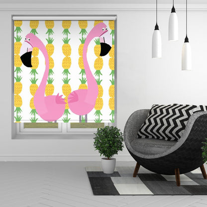 Two Flamingos with Pineapples by Artist Carla Daly Printed Picture Photo Roller Blind - 1X2898629 - Art Fever - Art Fever