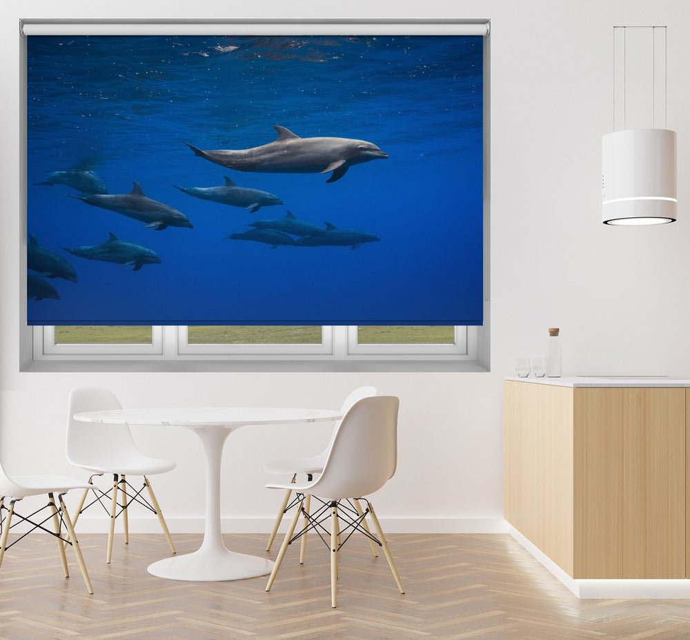 Underwater Dolphins Printed Picture Photo Roller Blind - 1X1100144 - Art Fever - Art Fever