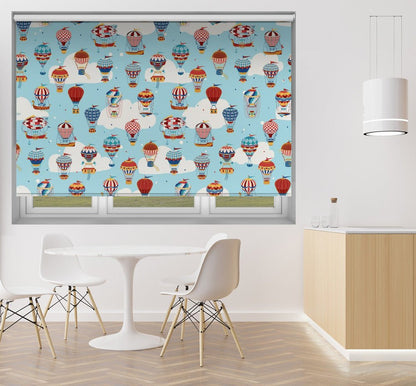 Up in the Clouds Blue Hot Air Balloons Pattern Printed Picture Photo Roller Blind - 1X2759488 - Art Fever - Art Fever