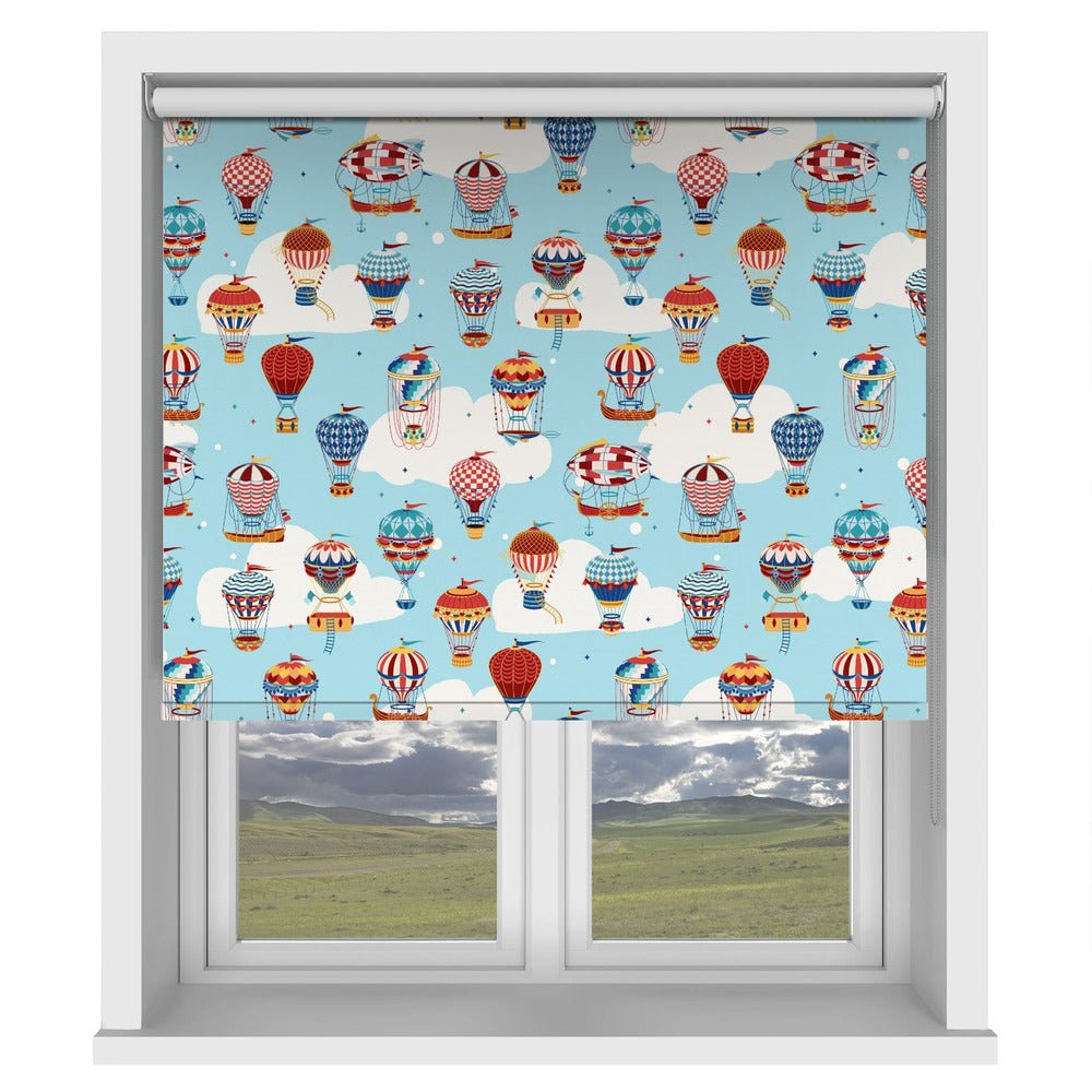 Up in the Clouds Blue Hot Air Balloons Pattern Printed Picture Photo Roller Blind - 1X2759488 - Art Fever - Art Fever