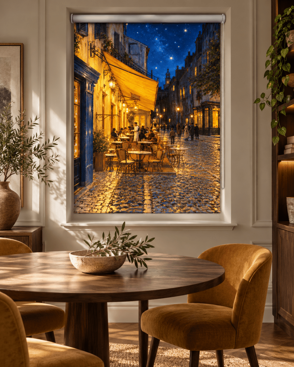 Van Gogh - Café Terrace at Night Reimagined Printed Picture Roller Blind - RB1502 - Art Fever - Art Fever