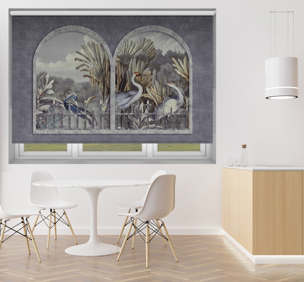 View of Wild Cranes Through the Arch Printed Picture Photo Roller Blind - 1X2527848 - Art Fever - Art Fever