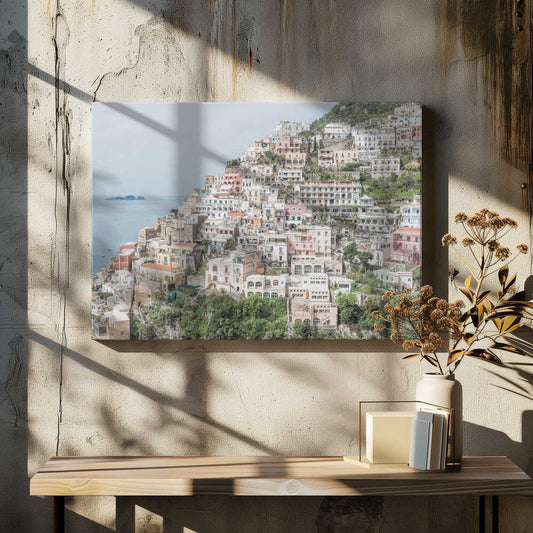 View On Positano, Amalfi Coast In Italy Canvas Print Wall Art 1X3076992 - ART FEVER - Art Fever