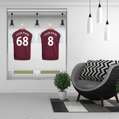 Villa Claret & Blue Style Your Name Personalised Football Kit Printed Roller Blind - RB1343 - Art Fever - Art Fever