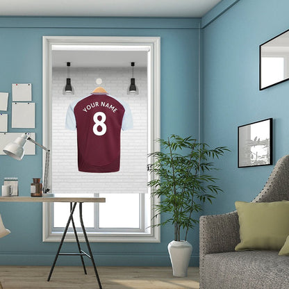 Villa Claret & Blue Style Your Name Personalised Football Kit Printed Roller Blind - RB1343 - Art Fever - Art Fever