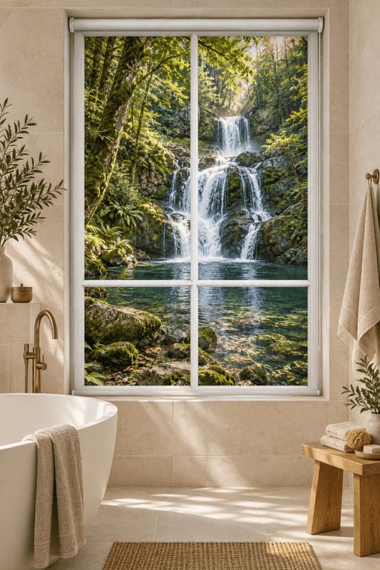 Waterfall in the Forest Window View Printed Picture Photo Roller Blind - RB1482 - Art Fever - Art Fever