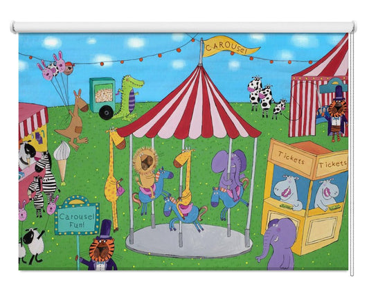 Welcome to the Carousel with Funny Animals by Artist Carla Daly Printed Picture Photo Roller Blind - 1X2895935 - Art Fever - Art Fever