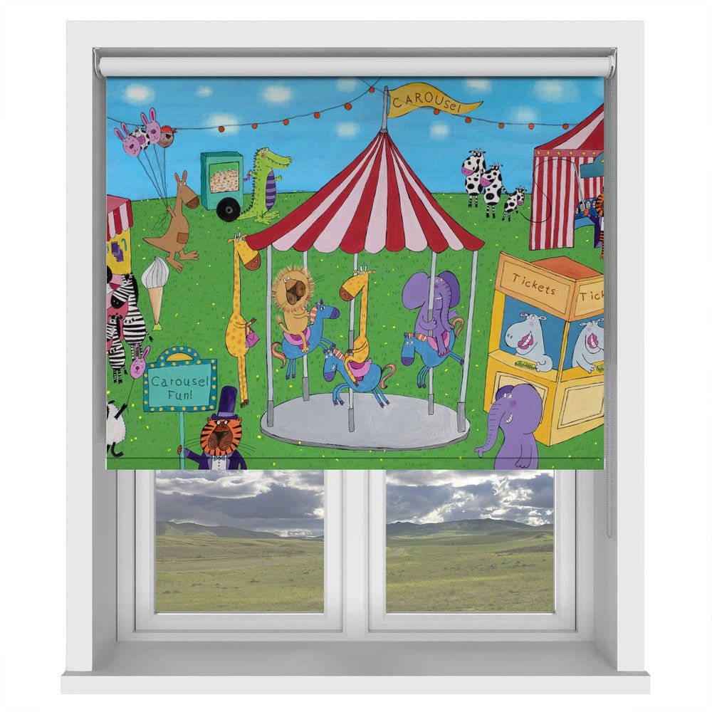 Welcome to the Carousel with Funny Animals by Artist Carla Daly Printed Picture Photo Roller Blind - 1X2895935 - Art Fever - Art Fever