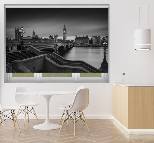Westminster Bridge Black & White Printed Picture Photo Roller Blind - 1X1330642 - Art Fever - Art Fever