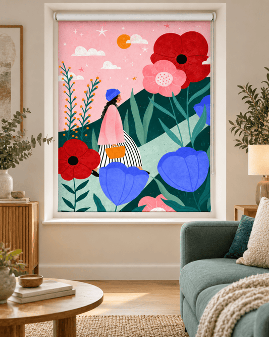 Whimsical Flower Path Printed Roller Blind - 1X2750262 - Art Fever - Art Fever