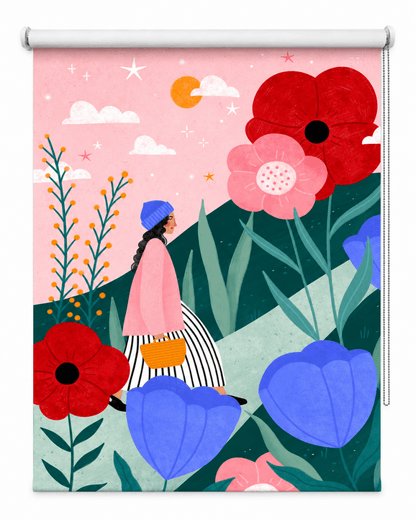 Whimsical Flower Path Printed Roller Blind - 1X2750262 - Art Fever - Art Fever