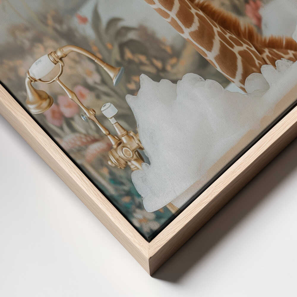 Whimsical Giraffe Soak Canvas Print Wall Art 1X3062958 - ART FEVER - Art Fever