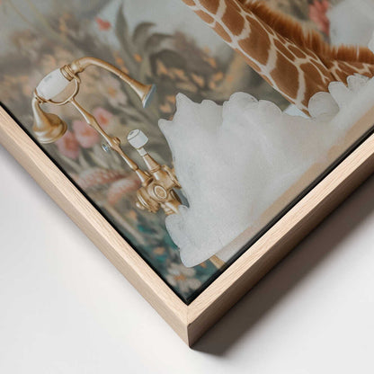 Whimsical Giraffe Soak Canvas Print Wall Art 1X3062958 - ART FEVER - Art Fever