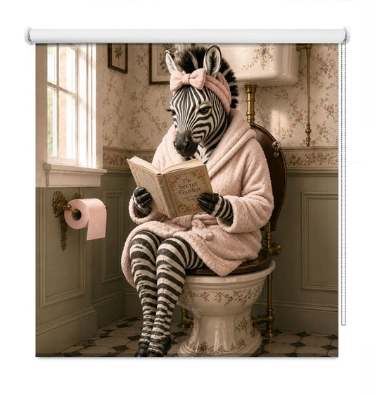Whimsical Zebra Reading Printed Roller Blind - 1X3662887 - Art Fever - Art Fever