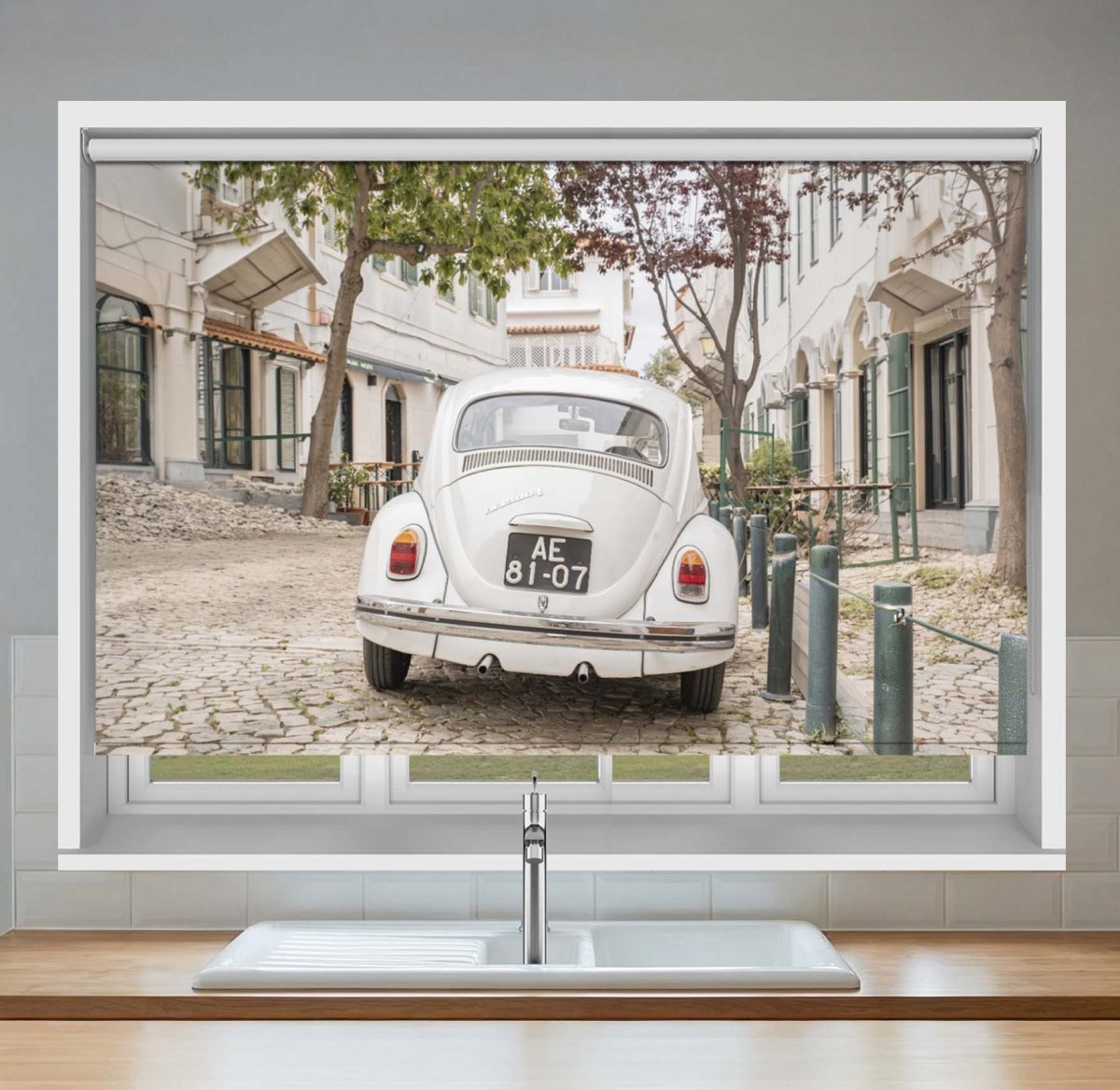 White Beetle, Cobblestone Nostalgia Printed Roller Blind - 1X2711032 - Art Fever - Art Fever