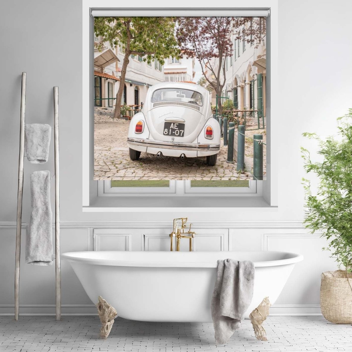 White Beetle, Cobblestone Nostalgia Printed Roller Blind - 1X2711032 - Art Fever - Art Fever