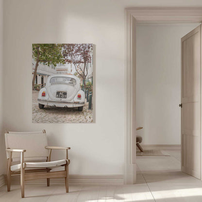 White Beetle on Cobblestone Canvas Print Wall Art 1X2711032 - ART FEVER - Art Fever