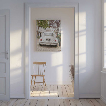White Beetle on Cobblestone Canvas Print Wall Art 1X2711032 - ART FEVER - Art Fever
