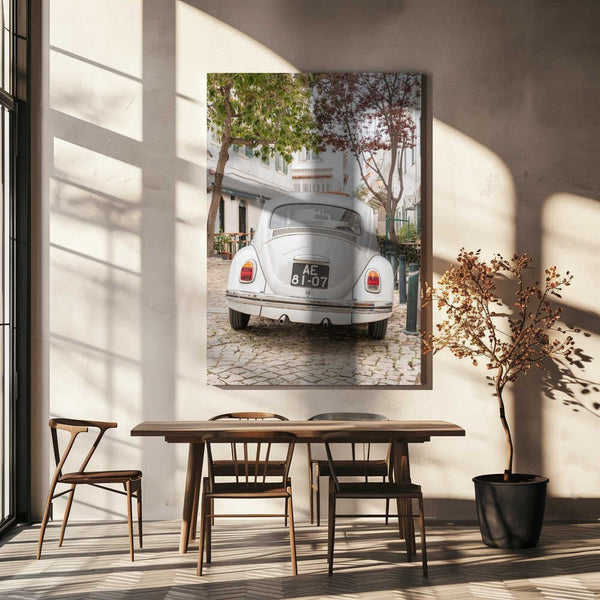 White Beetle on Cobblestone Canvas Print Wall Art 1X2711032 - ART FEVER - Art Fever