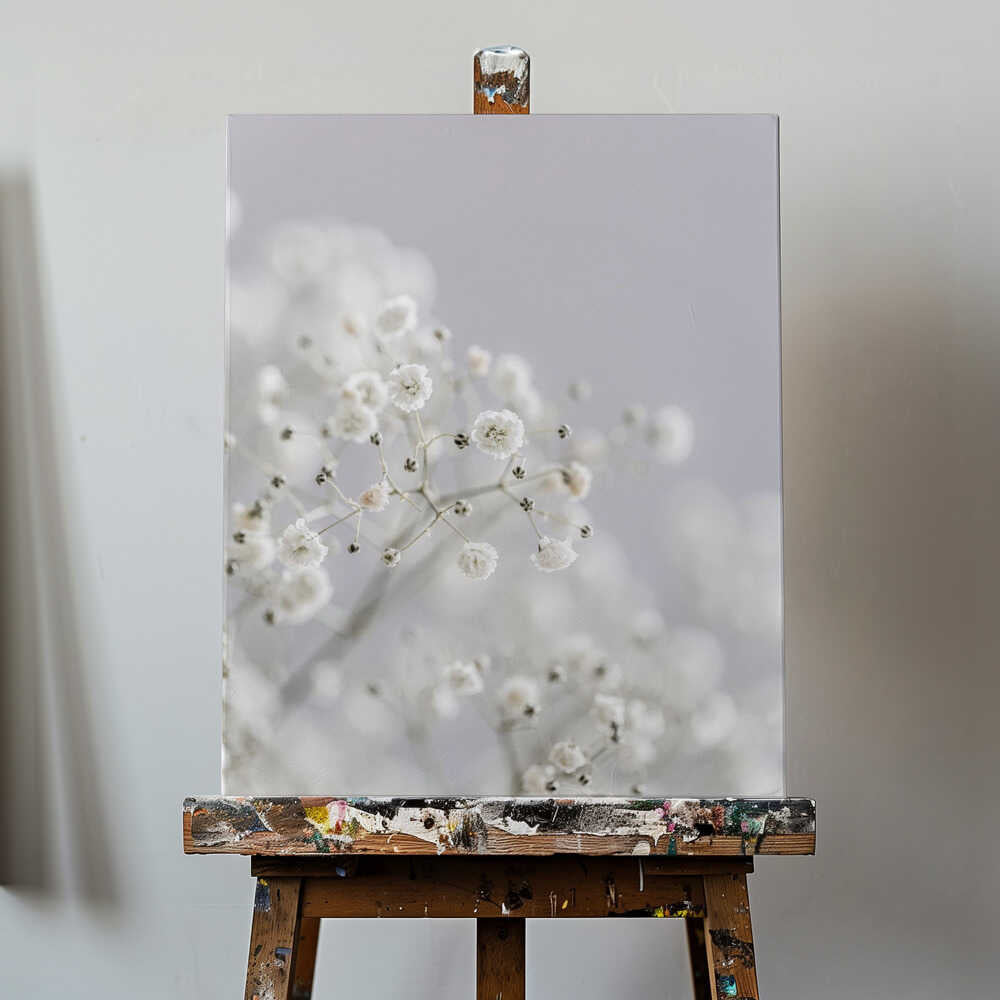 White Breath Flowers Canvas Print Wall Art 1X3108837 - ART FEVER - Art Fever