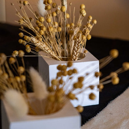 WHITE CONCRETE SQUARE PLANTER - Gloria Home - Art Fever