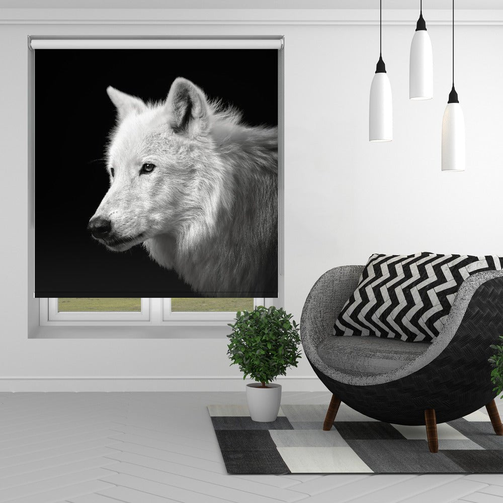 White Wolf Animal Portrait Printed Picture Photo Roller Blind - 1X2339495 - Art Fever - Art Fever